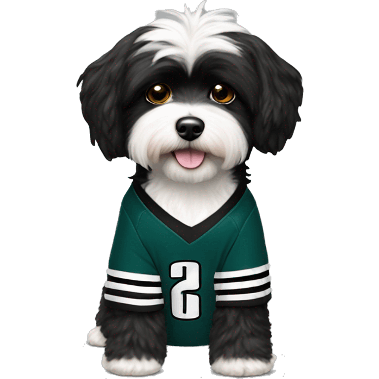 black and white havanese in a eagles jersey  emoji