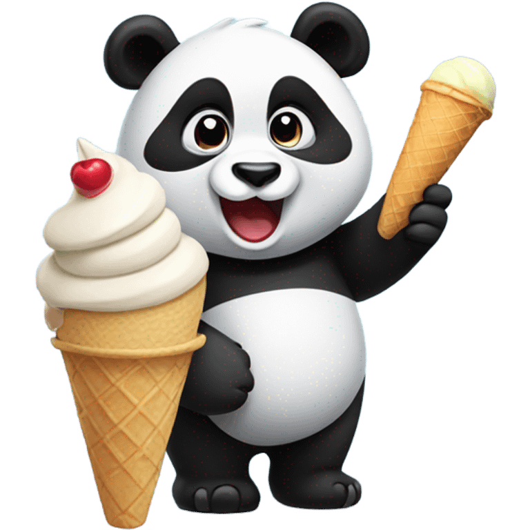 Panda eating ice cream emoji