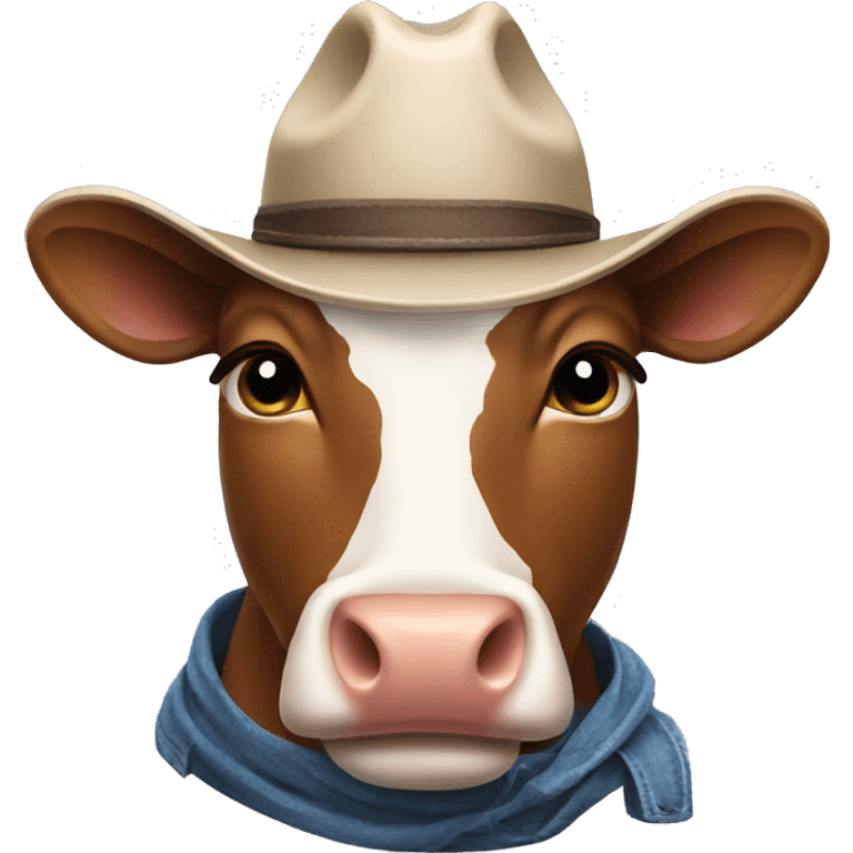 Cow wearing a cowboy hat emoji