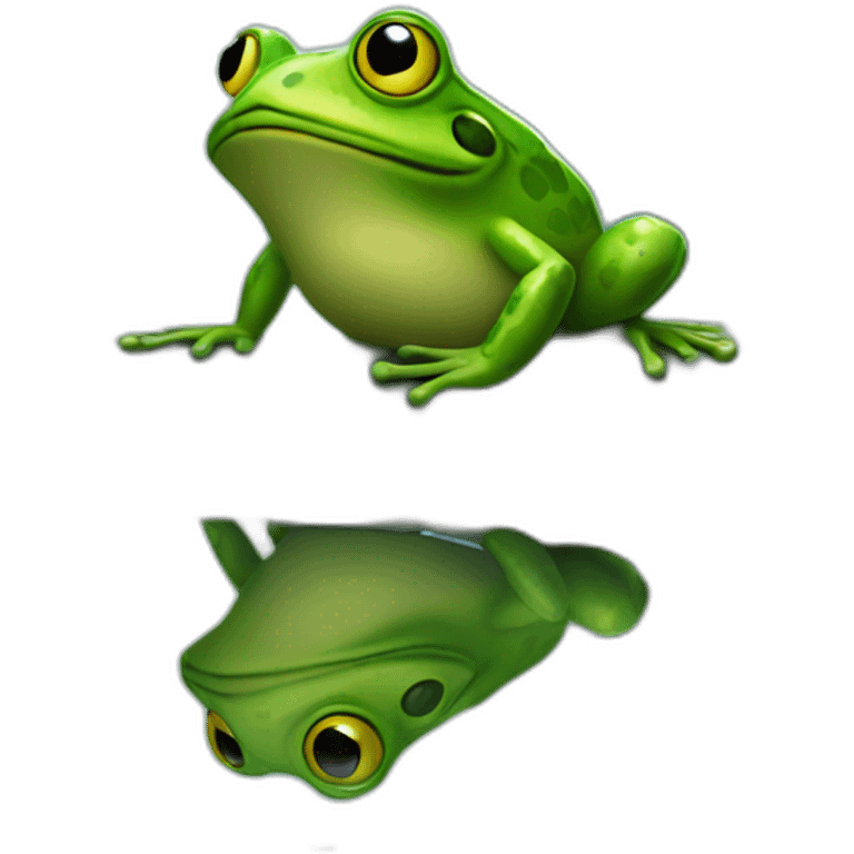 Frog walking down the river emoji