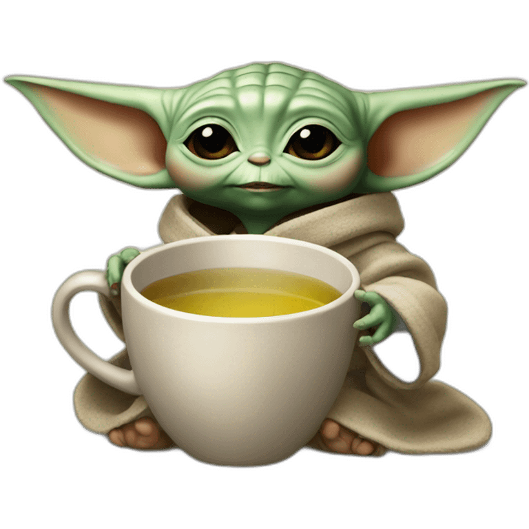 Baby Yoda is drinking tea emoji