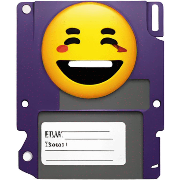 Floppy Disk with a Smiley Face – A brightly colored floppy disk scribbled with "Memories." emoji