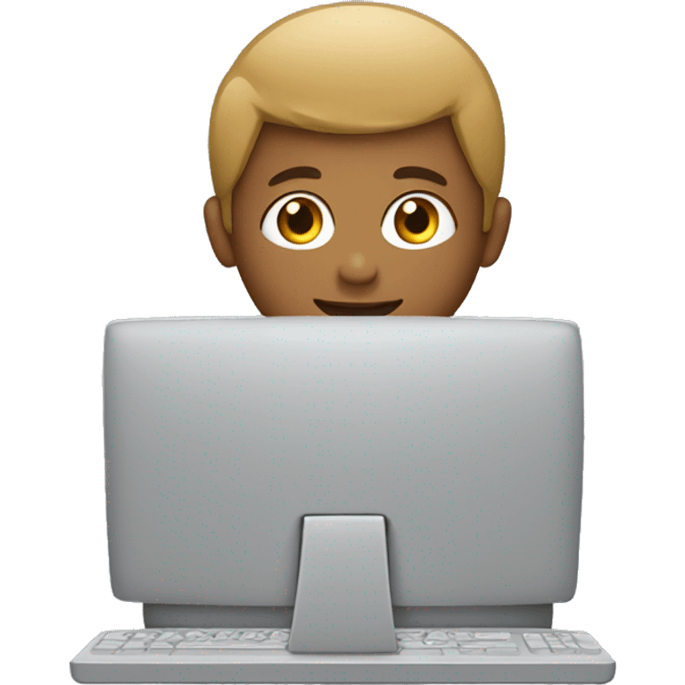 schoolboy working at computer emoji