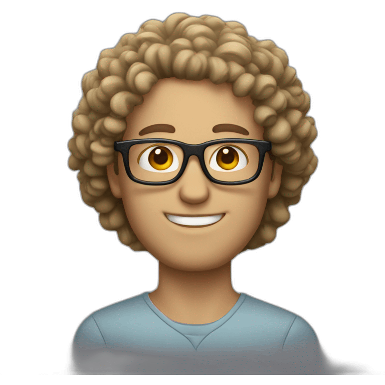 white man with curly hair and big glasses emoji