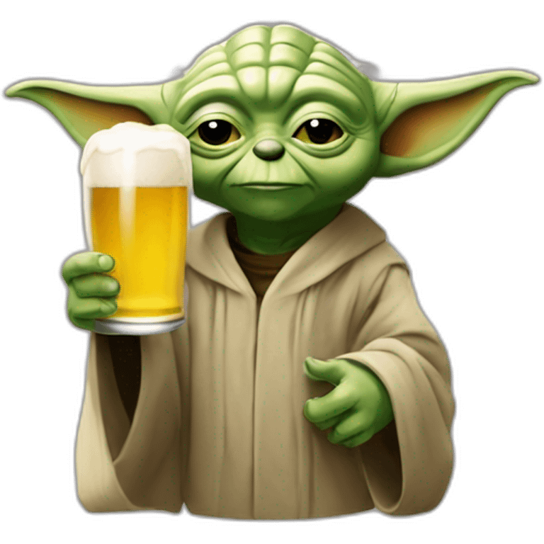 Yoda buvant une bierre emoji