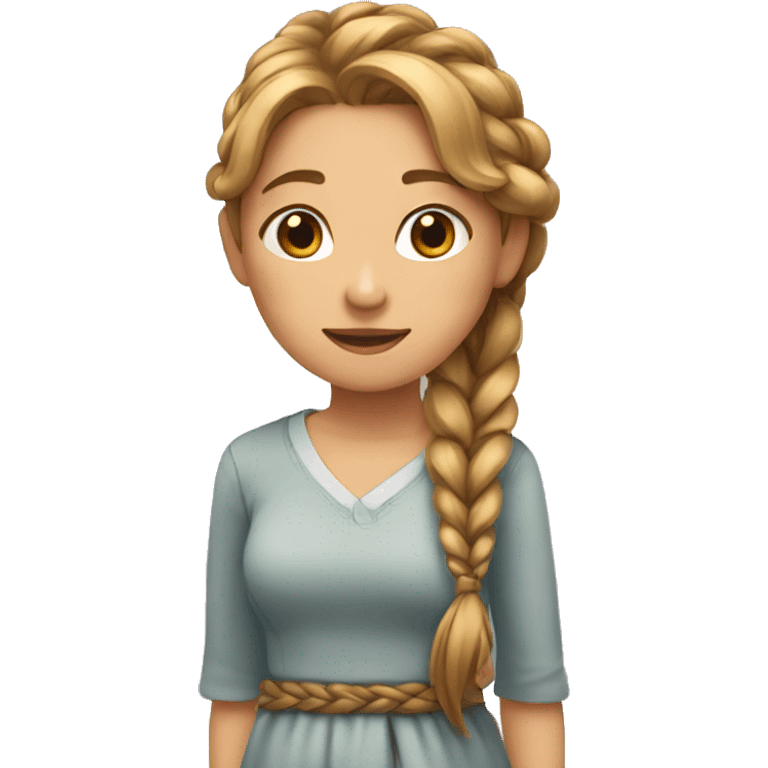 Girl with long braid over her shoulder going down to her waist  emoji