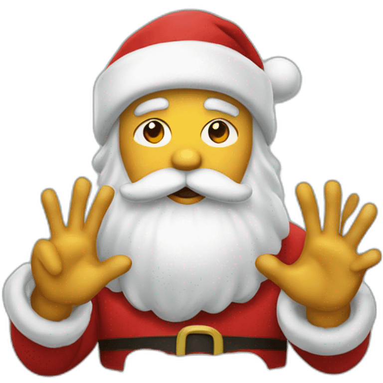 santa with crossed x shaped hand emoji