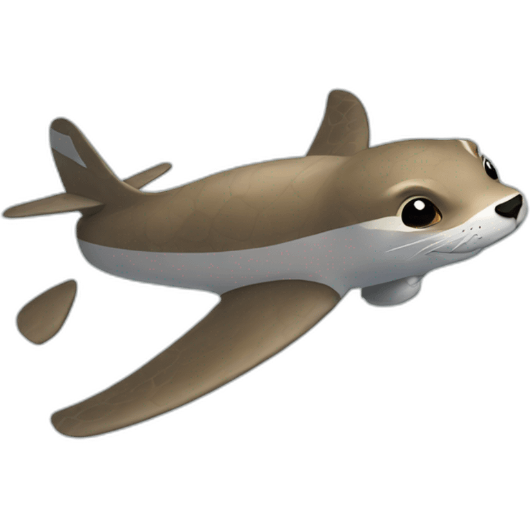 Loutre sur une tortue sur un avion emoji