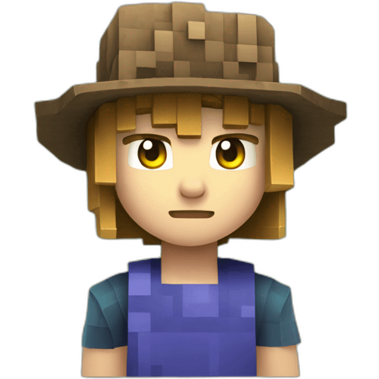 young boy in a Minecraft Creeper hat with neck-length shaggy light brown hair emoji