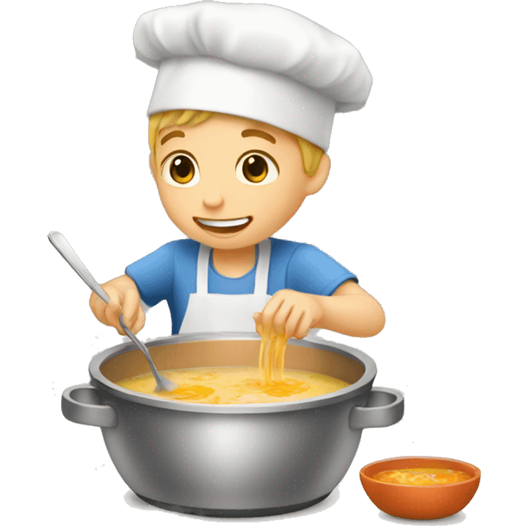 white kid making bowl of soup emoji