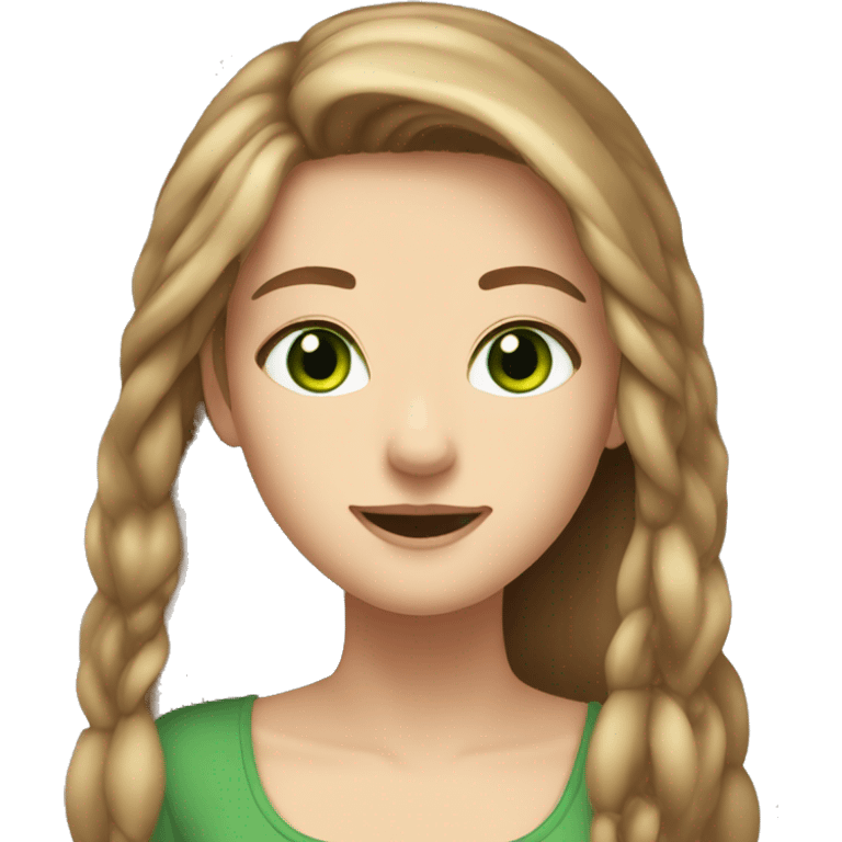 girl light brown hair green eyes long hair no braids happy emoji