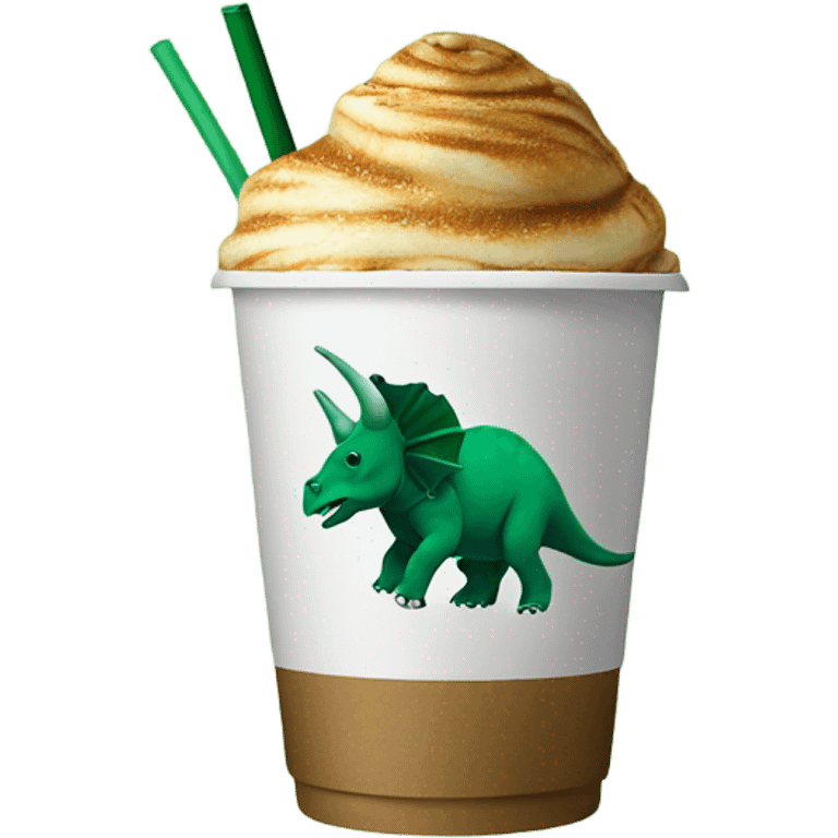 triceratops with Starbucks emoji