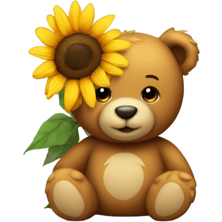 Teddy bear with a sunflower emoji