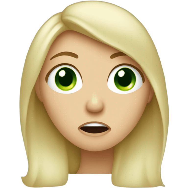 Blond woman with green eyes sneezing  emoji