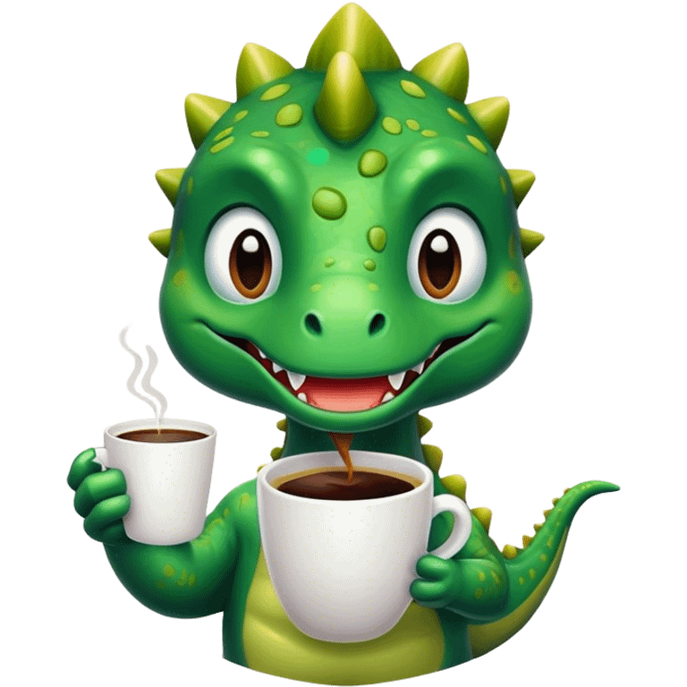 a dino with coffee emoji