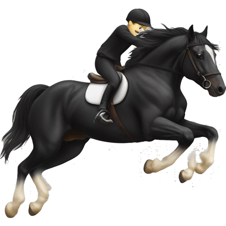 HAPPY BLACK HORSE JUMPING WITH HORSE RI emoji