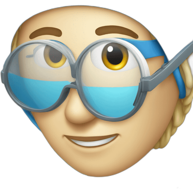 Personne qui nage avec un bonnet de natation bleu et des lunettes de natation  emoji