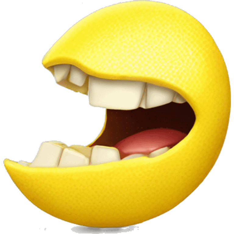 Mouth biting lemon emoji