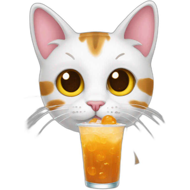 Cat drinking boba emoji