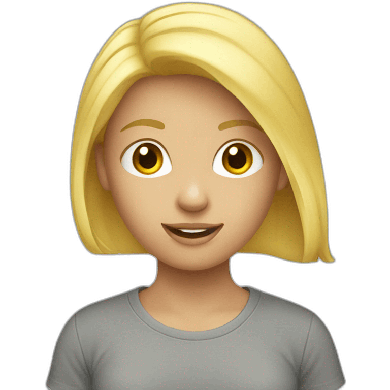 blond girl with grey tee shirt emoji