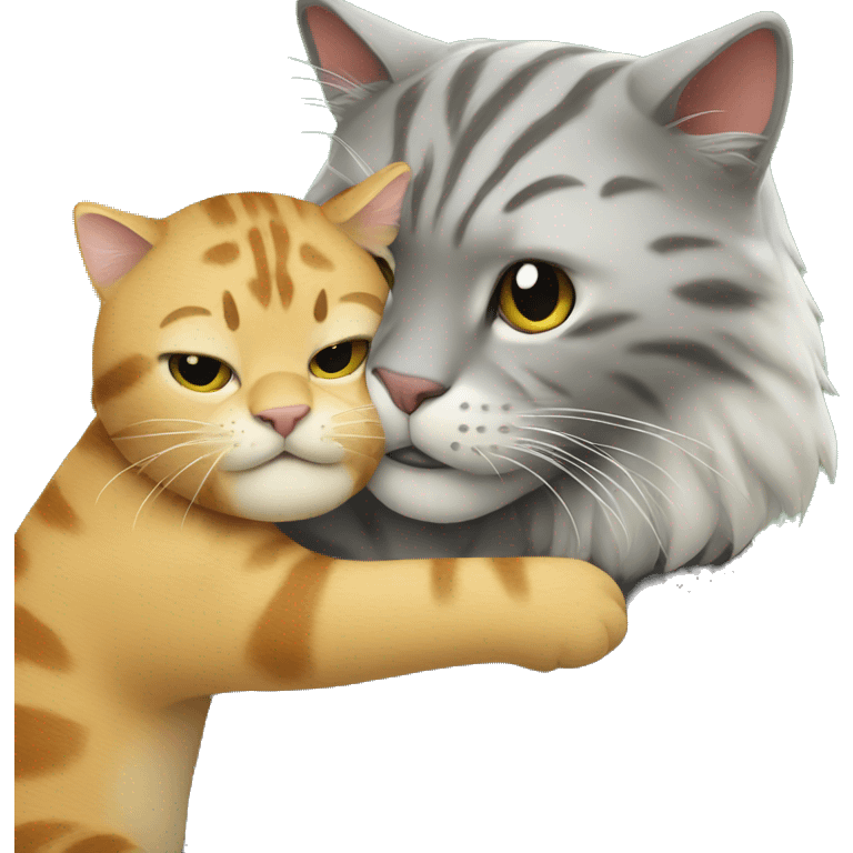 Big cat hugging smal cat emoji