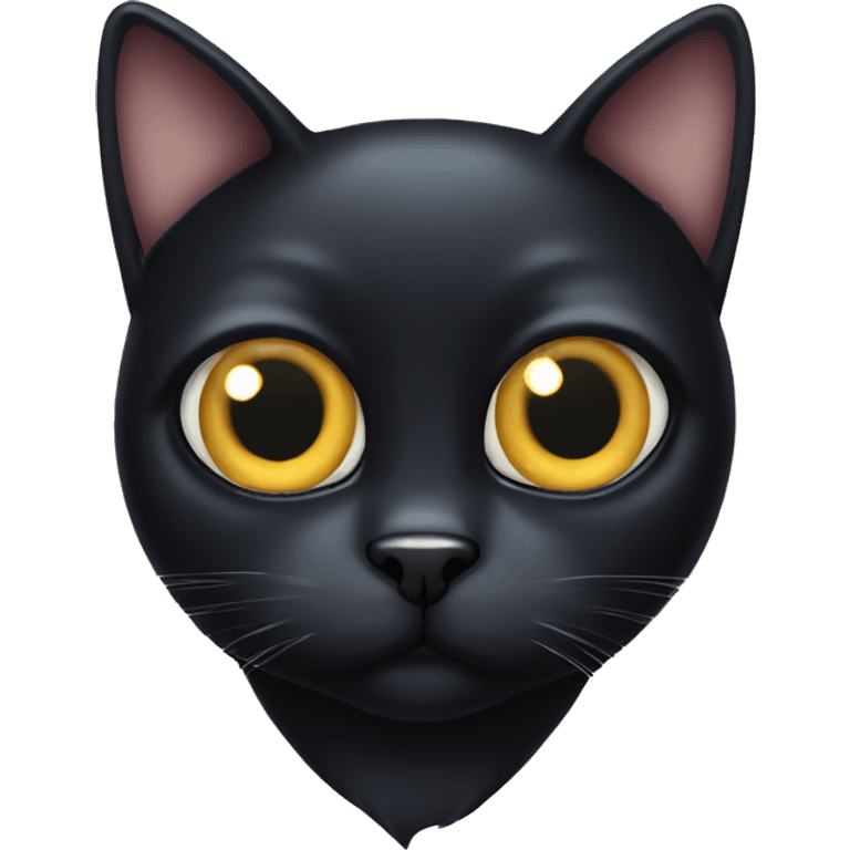 black cat with large bulbous eyes staring  emoji