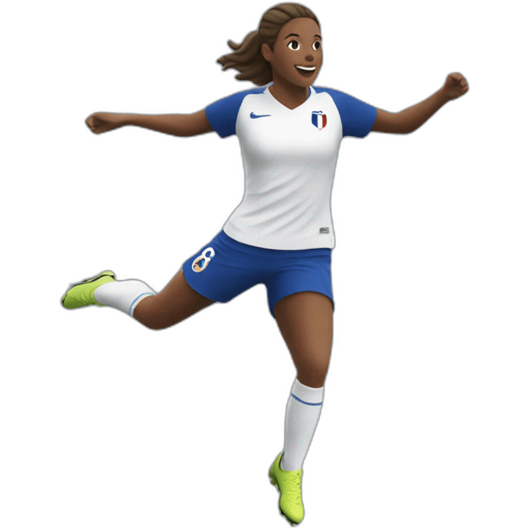 French female soccer player jumping emoji