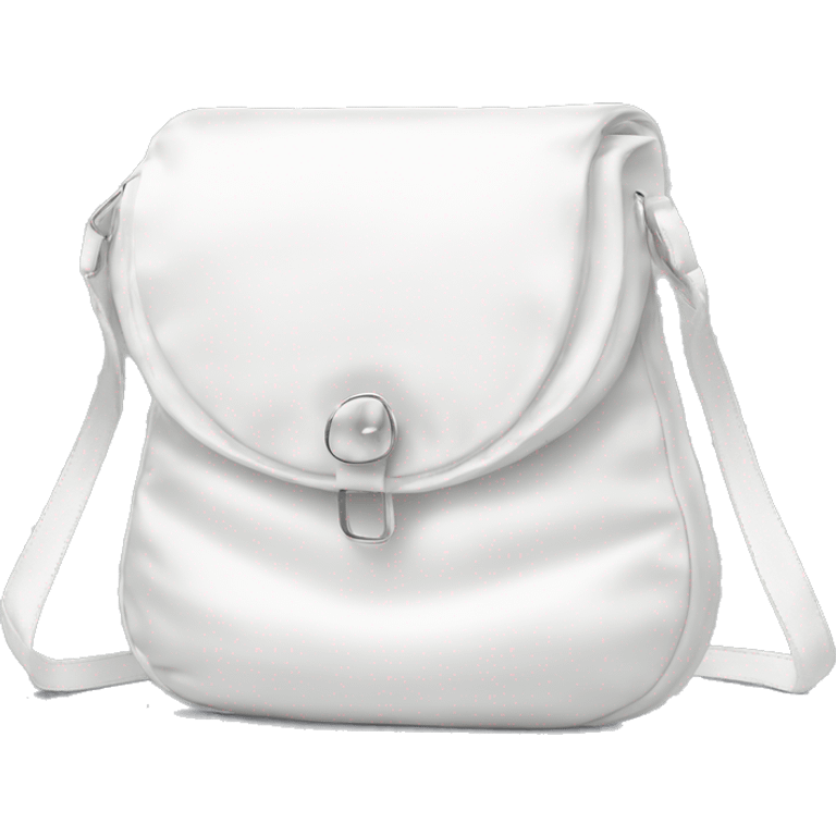 all white silky shoulder bag, with white strap emoji