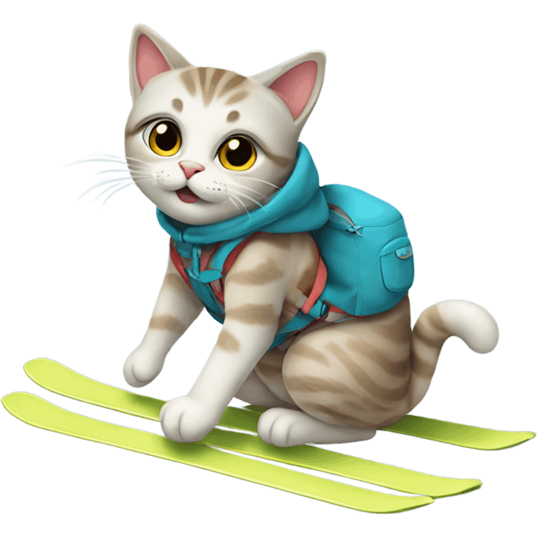 Cute cat on skis emoji