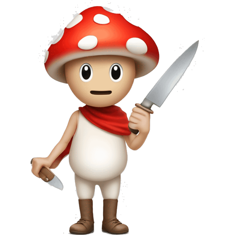 cute red and white mushroom man holding knife emoji