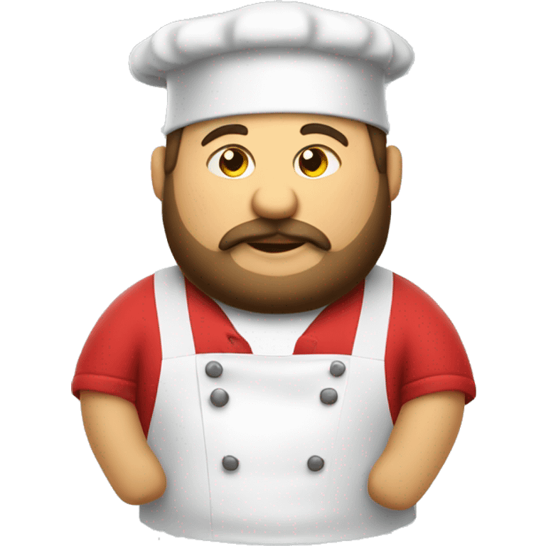 cook in a red polo shirt, with a beard, fat and a chef's hat emoji