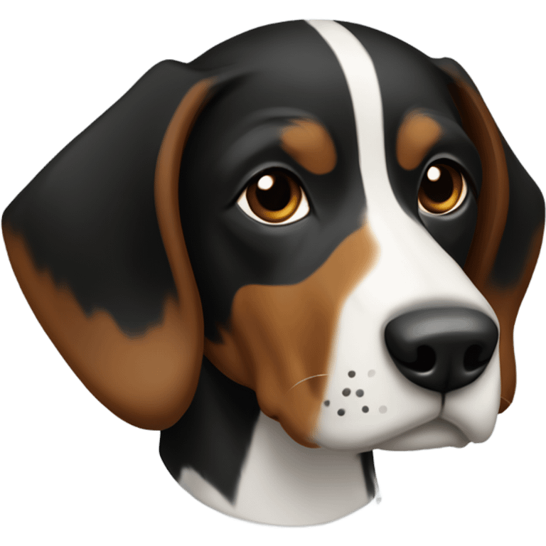 Dog Appenzeller Viszla Mix, Color: black & brown with only one little white dot on the chest emoji