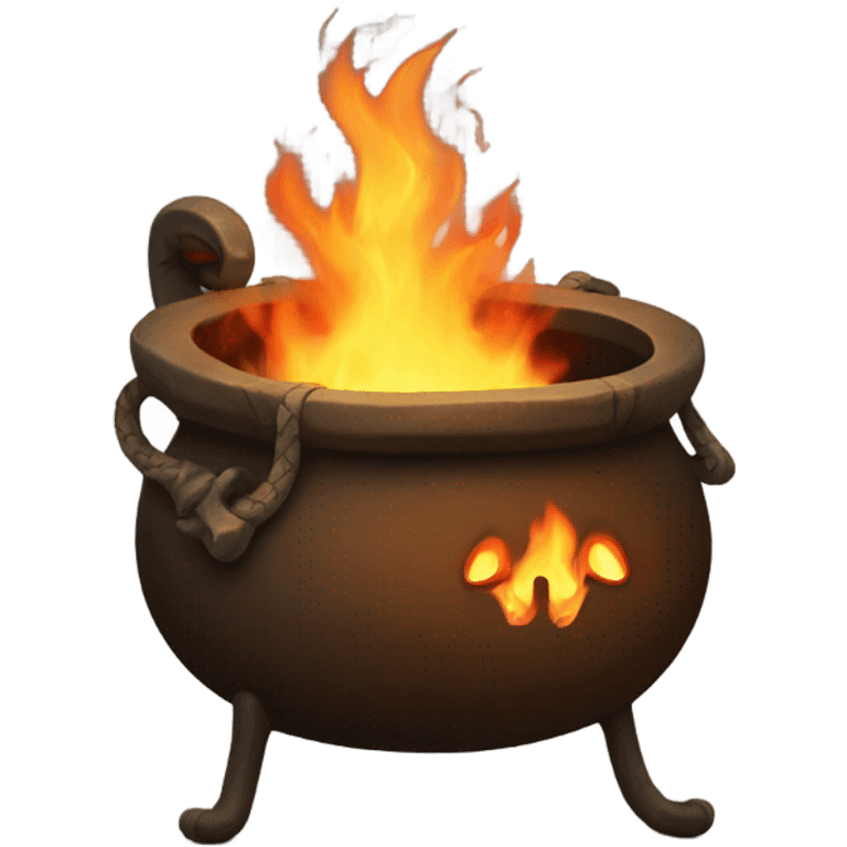 Cauldron with a fire snake that is inside emoji