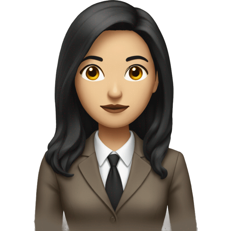 Female defense attorney with long black hair with brown suit emoji