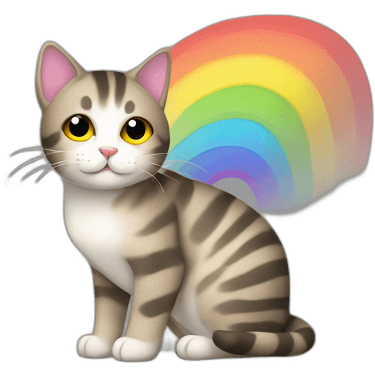 Gravel striped cat with rainbow emoji