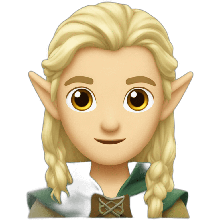 Legolas à côté d'une elfe blonde aux yeux bleus emoji