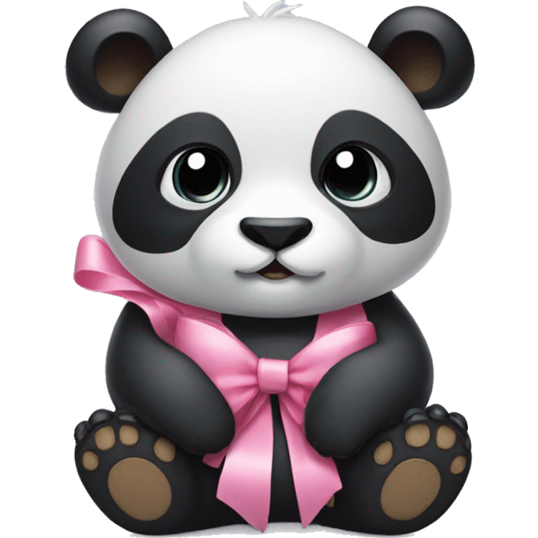 ios panda with a rosa bow on his head  emoji