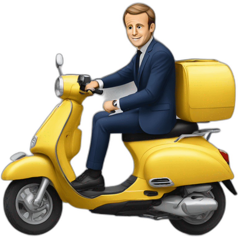 emmanuel macron sur un scooter emoji