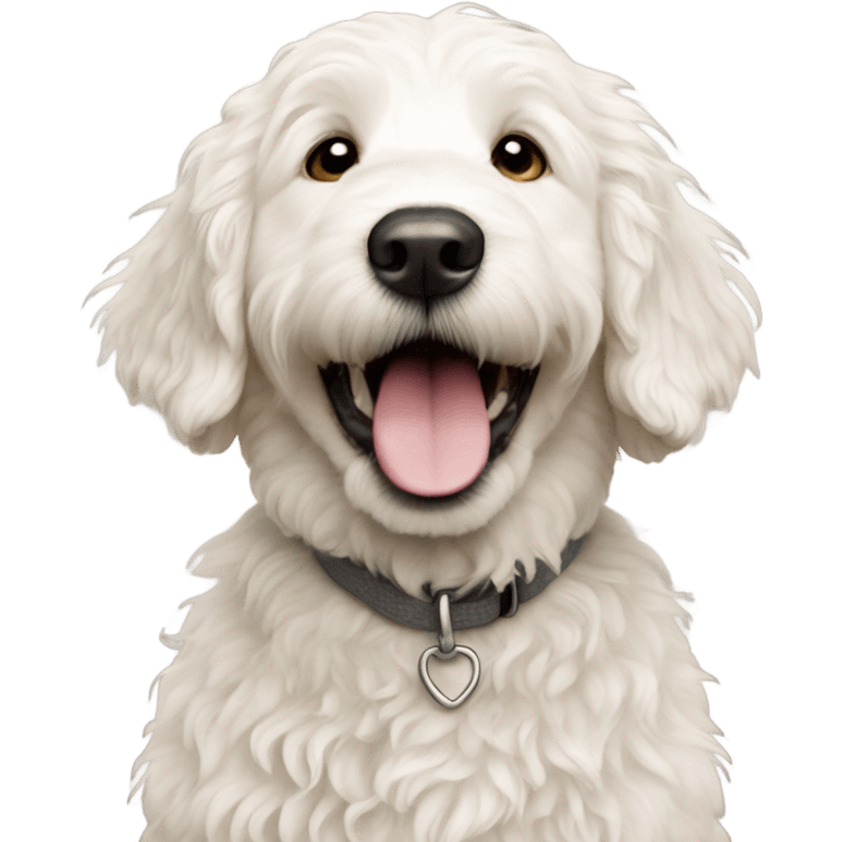 Almost white golden doodle happy emoji