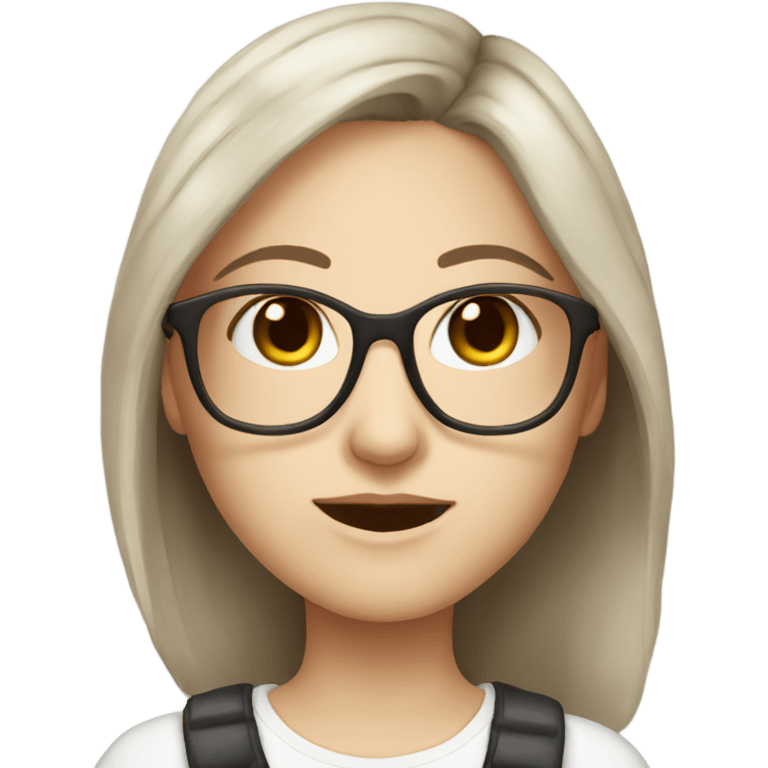 White brunette girl with brown eyes glasses pretty emoji