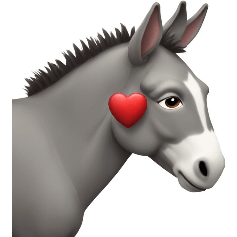 Donkey holding a heart emoji