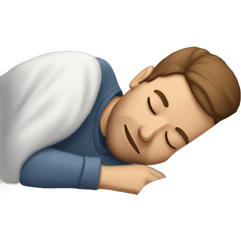 White man with brown hair sleeping emoji