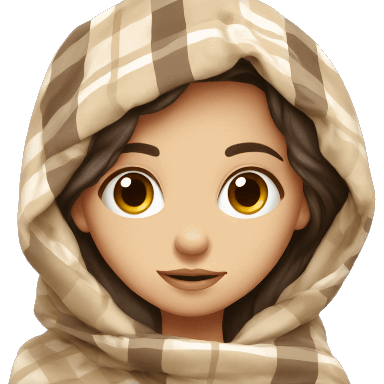 Beige clean girl folded plaid blanket brunette  emoji