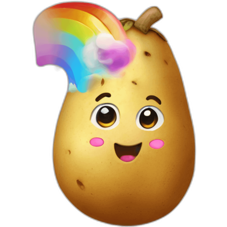 potato with unicorn head, rainbow emoji