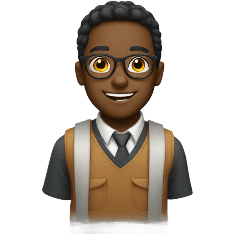 smiling boy with glasses portrait emoji