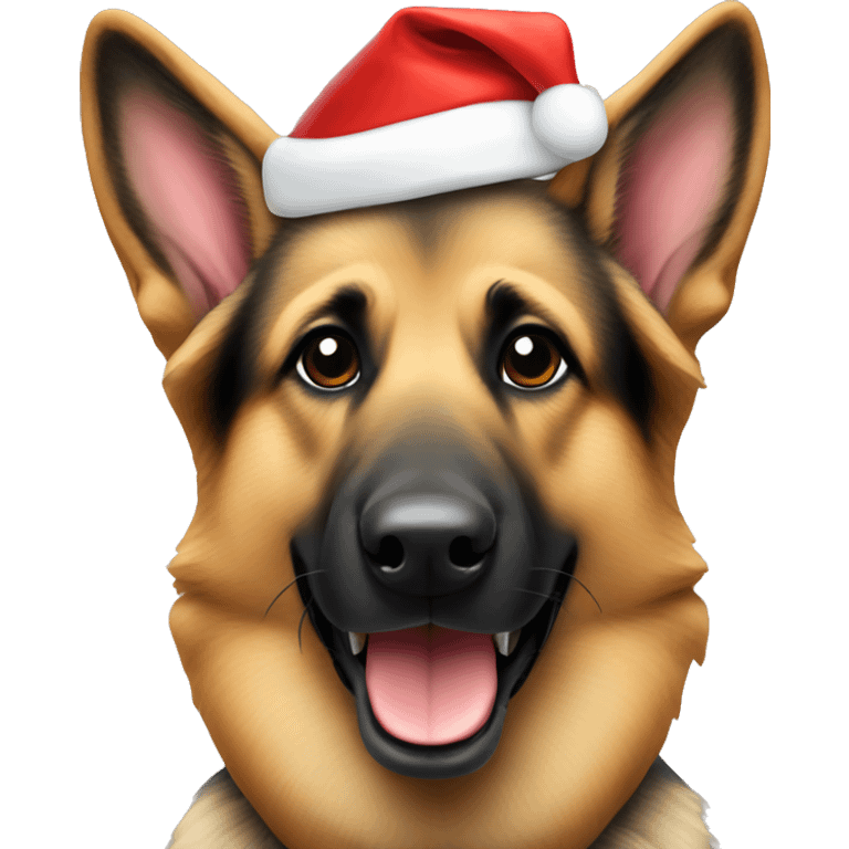 german shepherd dog with santa hat emoji