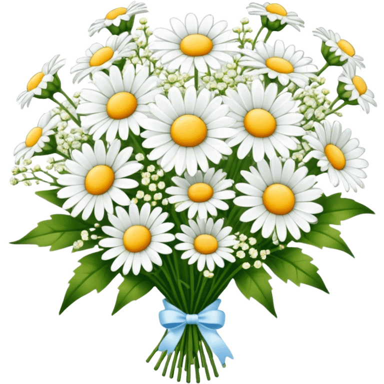 daisy and babies breath bouquet  emoji