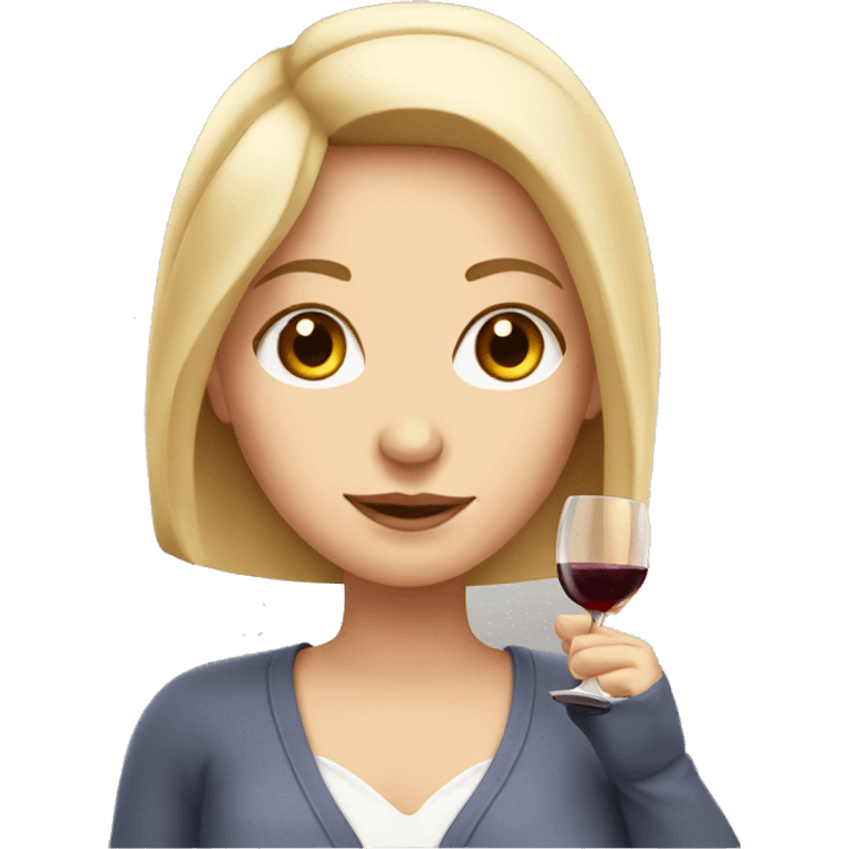 White girl with a glass of wine emoji