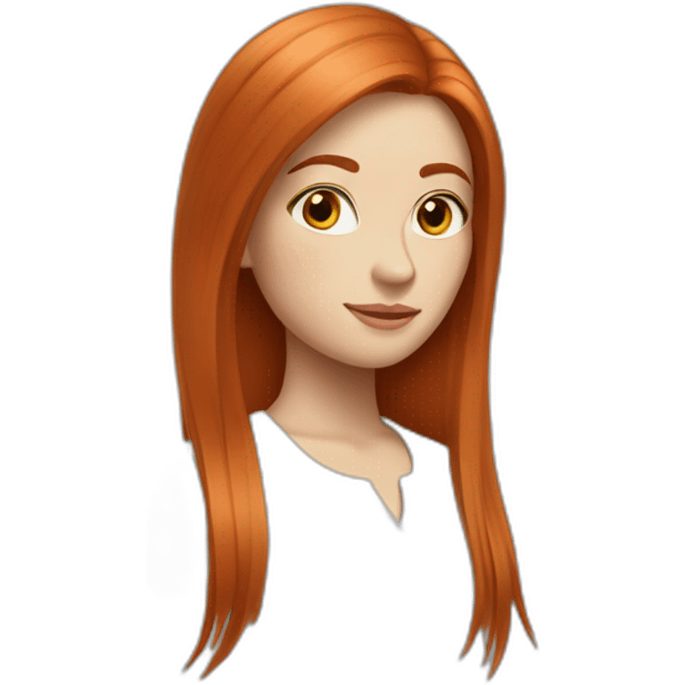 redhead white woman medium long straight hair, in love emoji