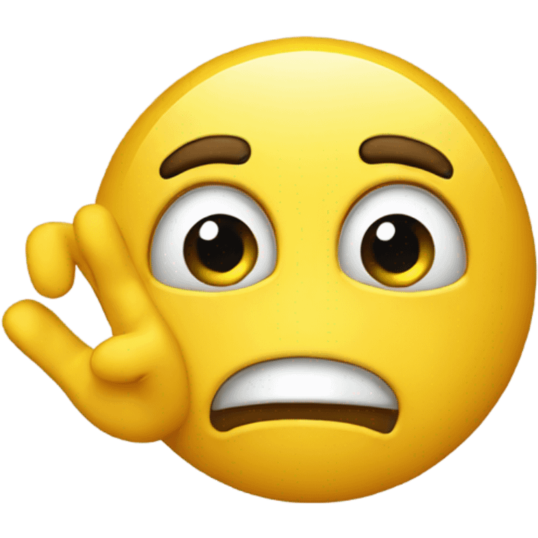 yellow simple emoji with a hand at ear that is eavesdropping emoji